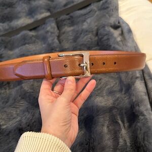 Martin Dingman Brown Leather Belt with Silver Buckle